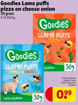 Kruidvat Goodies Lama puffs pizza en cheese onion aanbieding