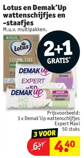 Kruidvat Lotus en Demak’Up wattenschijfjes en -staafjes aanbieding