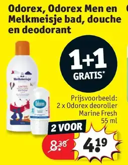 Kruidvat Odorex, Odorex Men en Melkmeisje bad, douche en deodorant aanbieding