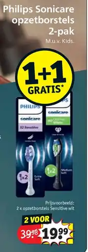 Kruidvat 2 x opzetborstels Sensitive wit aanbieding