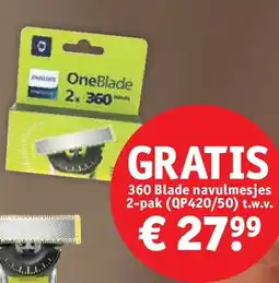 Kruidvat 360 Blade navulmesjes 2-pak (QP420/50) aanbieding
