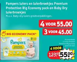Kruidvat Pampers luiers en luierbroekjes Premium Protection Big Economy pack en Baby Dry luierbroekjes aanbieding