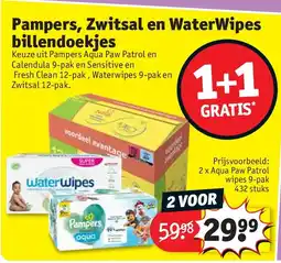 Kruidvat Pampers, Zwitsal en WaterWipes billendoekjes aanbieding