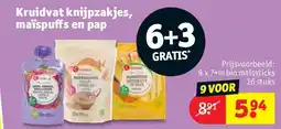 Kruidvat Kruidvat knijpzakjes, maïspuffs en pap aanbieding