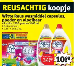 Kruidvat Witte Reus wasmiddel capsules, poeder en vloeibaar aanbieding