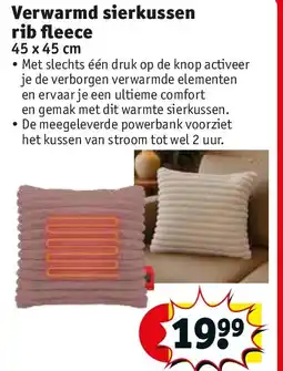 Kruidvat Verwarmd sierkussen rib fleece aanbieding
