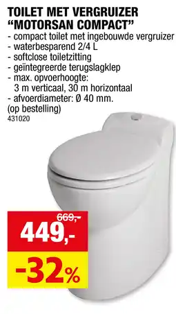 Hubo Toilet met Vergruizer Motorsan Compact aanbieding