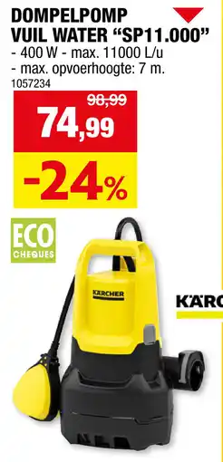 Hubo Karcher Dompelpomp Vuil Water SP11.000 aanbieding