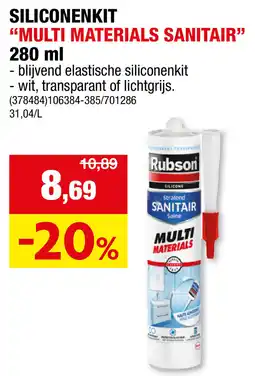 Hubo Rubson Siliconenkit Multi Materials Sanitair aanbieding