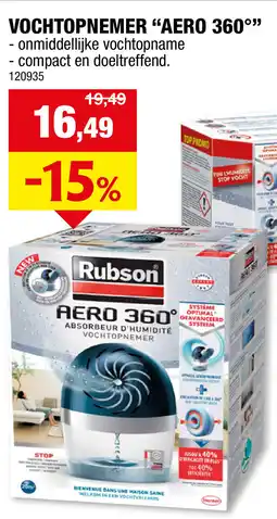 Hubo Rubson Vochtopnemer Aero 360° aanbieding