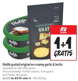 Jumbo Violife grated original en creamy garlic & herbs aanbieding