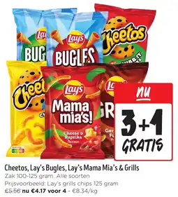 Jumbo Cheetos, Lay's Bugles, Lay's Mama Mia's & Grills aanbieding