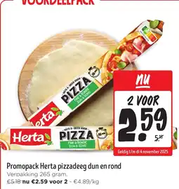 Jumbo Promopack Herta Pizzadeeg Dun en Rond aanbieding