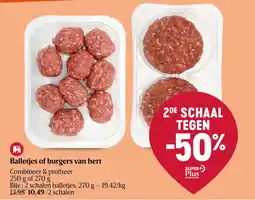 Delhaize Balletjes of burgers van hert aanbieding
