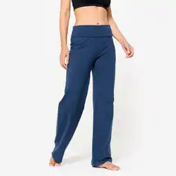 Decathlon Broek met hoge taille voor zachte yoga dames marineblauw aanbieding