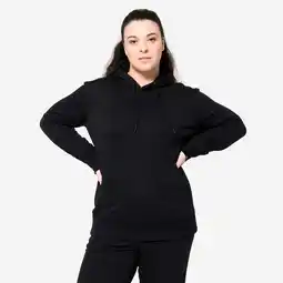 Decathlon Fitness hoodie voor dames katoen diepzwart aanbieding