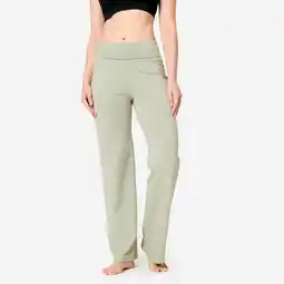 Decathlon Broek met hoge taille voor zachte yoga dames groen aanbieding