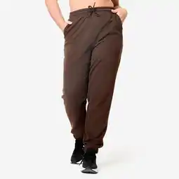 Decathlon Damesjoggingbroek katoen bruin aanbieding