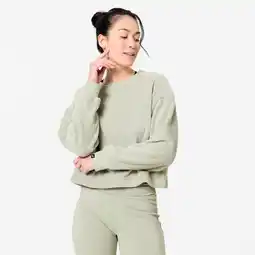 Decathlon Fleece sweater voor yoga en meditatie Cocoon groen aanbieding