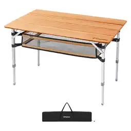 Decathlon Campingtafel Bamboe Campingvouwtafel Vouwtafel alu Hout 3Hoogtes Verstelbaar aanbieding