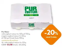 OKay Pur Natur volle yoghurt natuur 6 x 125 g aanbieding