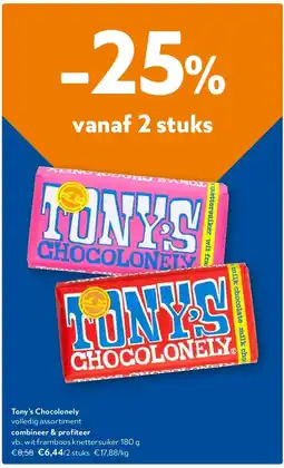 OKay Tony’s Chocolonely wit framboos knettersuiker 180 g aanbieding