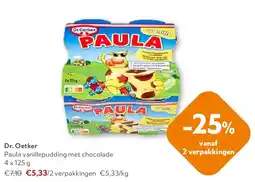 OKay Dr. Oetker Paula vanillepudding met chocolade 4 x 125 g aanbieding