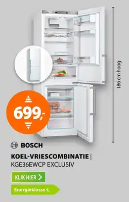 Expert BOSCH KOEL-VRIESCOMBINATIE KGE36EWCP EXCLUSIV aanbieding