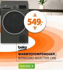 Expert Beko WARMTEPOMPDROGER B3T6923M2 SELECTIVE LINE aanbieding