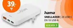 Expert Hama SNELLADER 2X USB-C EN 1X USB-A aanbieding