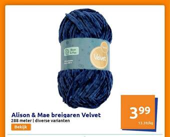 Action Alison & Mae Breigaren Velvet aanbieding