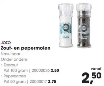 Hanos JOZO Zout en pepermolen aanbieding