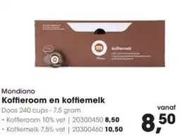 Hanos Mondiano Koffieroom en koffiemelk aanbieding