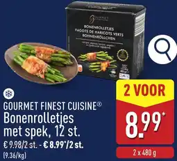 ALDI Gourmet finest cuisine bonenrolletjes met spek aanbieding