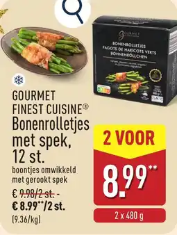 ALDI Gourmet finest cuisine bonenrolletjes met spek aanbieding