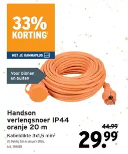GAMMA Handson verlengsnoer IP44 oranje 20 m aanbieding