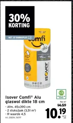 GAMMA Isover Comfi Alu glaswol dikte 18 cm aanbieding