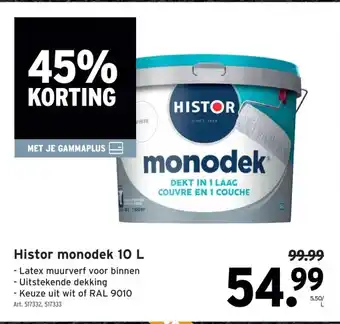 GAMMA Histor monodek 10 L aanbieding