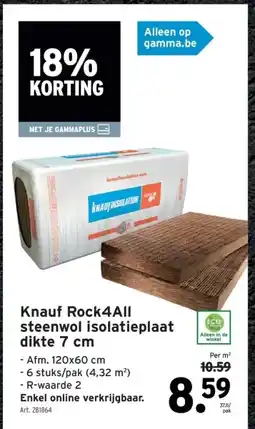GAMMA Knauf Rock4All steenwol isolatieplaat dikte 7 cm aanbieding