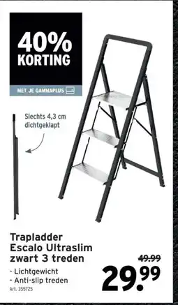 GAMMA Trapladder Escalo Ultraslim zwart 3 treden aanbieding
