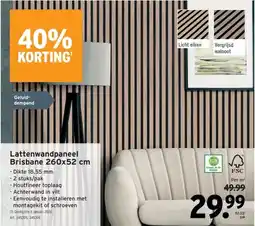 GAMMA Lattenwandpaneel Brisbane 260x52 cm aanbieding
