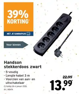 GAMMA Handson stekkerdoos zwart aanbieding