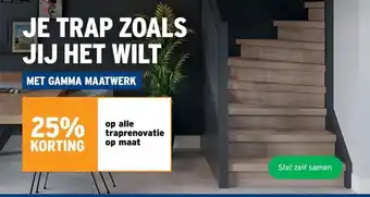 GAMMA 25% KORTING op alle traprenovatie op maat aanbieding