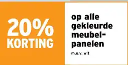 GAMMA 20% KORTING op alle gekleurde meubel- panelen aanbieding