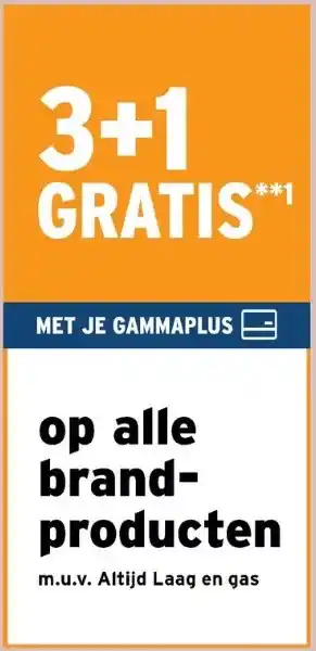 GAMMA 3+1 GRATIS op alle brand- producten aanbieding