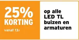 GAMMA 25% KORTING op alle LED TL buizen en armaturen aanbieding