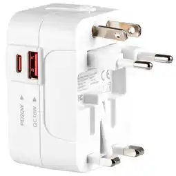 Decathlon Reisadapter Vayox VA0408 omvormer UK/US/EU/AU 20W USB-C aanbieding