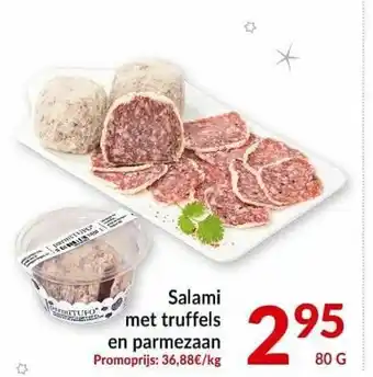 Intermarché Salami met truffels en parmezaan 80g aanbieding