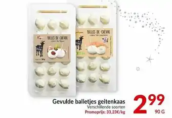 Intermarché Gevulde balletjes geitenkaas 90g aanbieding