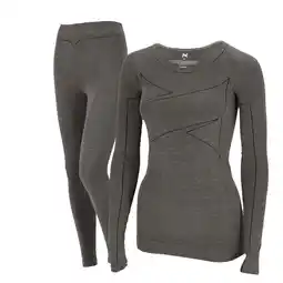 Decathlon Xtreme Thermoset Dames Merino Wol - Thermoshirt + Thermolegging - Grijs Melange aanbieding